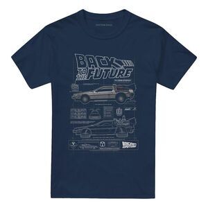 Back To The Future Unisex Adult Schematic T-Shirt / Navy